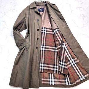 カシミヤ混 バーバリーロンドン ステンカラー トレンチコート ロング ライナー 2way メンズXL~3L相当 カーキブラウン BURBERRY LONDON