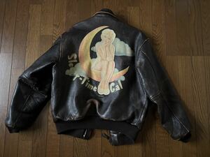 avirex moon girl plane usa vintage statue art of liberty leather jacket flight 自由の女神 月 レザージャケット 国旗