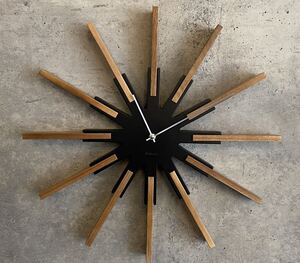 wooden star wall clock/black (検,ミッドセンチュリー,イームズ,ビンテージ,50