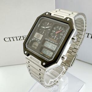 稼働品 CITIZEN シチズン コレクション 腕時計 メンズ レコードレーベル アナデジテンプ 箱付き スクエア