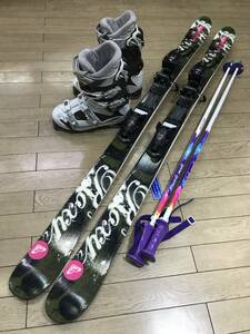 ☆★☆2025スタートセール！レディース４点セットN335　スキー/ROXY　150cm/ 靴 TECNICA　24.0-24.5cm/ POLE新品105cm