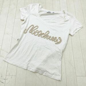 和330★ MOSCHINO JEANS モスキーノ ジーンズ 半袖 Tシャツ 立体ロゴ ホワイト USA8 レディース