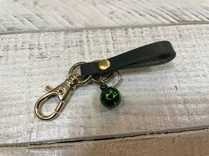 ハンドメイド 革 フック付自転車キーホルダーkeyholder　GR/CM