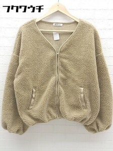 ■ natural couture ナイスクラップ NICE CLAUP 長袖 フリース ジャケット サイズF ベージュ系 レディース