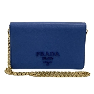 プラダ PRADA - レザー ブルー チェーンウォレット 財布