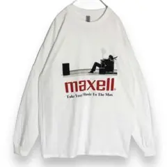 XXLサイズロンTティーシャツ長袖MaxellマクセルTシャツ企業ロングスリーブ