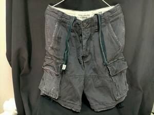 ★Abercrombie & Fitch アバクロ　カーゴパンツ ハーフ メンズ グレー W２８　Used