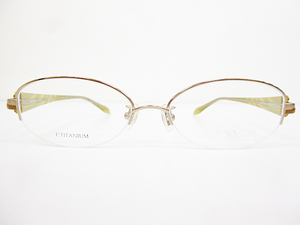 ∞【デッドストック】LANVIN ランバン 眼鏡 メガネフレーム LN27118 52[]16-135 メタル チタン ナイロール ブラウン グリーン 日本製 □H8