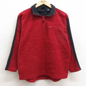 【30%OFF】古着 ギャップ GAP 長袖 ハーフジップ フリース ジャケット レディース 00s ツートンカラー 赤 レッド 24jan15 中古 アウタ 3OF