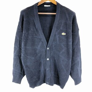 SALE/// 80年代 フランス製 LACOSTE ラコステ コットン カーディガン フレンチラコステ ネイビー (メンズ 5) P0834