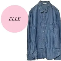 初売り【エル】ELLE♡トップス♡シャツ♡デニム♡長袖【38】前ボタン♡ブルー系