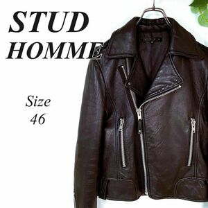 STUD HOMME ダブルライダースジャケット 46 レザー スタッドオム 登坂広臣 岩田剛典 木村拓哉 中田英寿 本革 レザージャケット