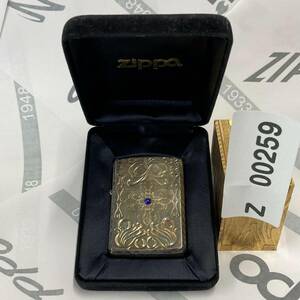 1000円スタート ZIPPO 美商品 ARMOR アーマー パワーストーン LOFTY CROSS ラピス 化粧箱有り 07年製 ジッポー オイルライター Z0259