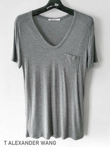 ★T ALEXANDER WANG アレキサンダーワン★Tシャツ★半袖カットソー★GRAY グレー★サイズXS★無地★胸ポケット★シンプル★