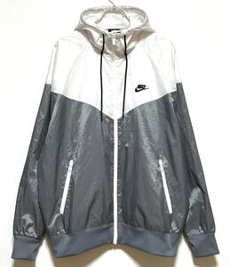 NIKE NSW WIND RUNNER WOVEN HOODED JACKET（XXL）2XL 白／グレー ナイキ ウインドランナー フーディー パーカー ナイロン 裏メッシュ