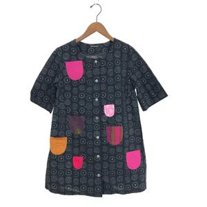 良好◆marimekko マリメッコ チュニック サイズ:36◆ ブラック コットン レディース トップス 総柄