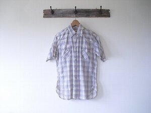 S/S WESTERN SHIRTS（ダブルワークス）ウエアハウス　グレー/オフ　半袖　ウエスタン　コットン100%　希少　絶版品　デッドストック　新品