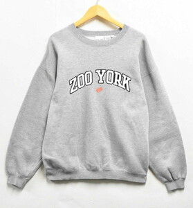 ZOO YORK ズーヨーク プルオーバー スウェット ヘザーグレー メンズL(35670