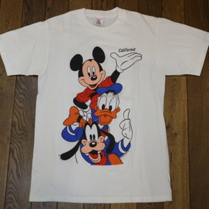 Dead Stock 90s USA製 Disney California ミッキーマウス Tシャツ M ホワイト ドナルド グーフィー ディズニー キャラクター ヴィンテージ