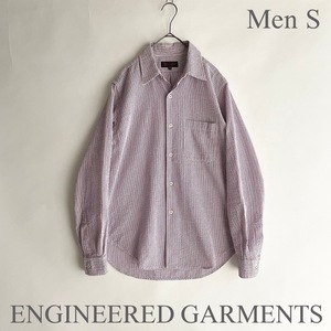 【美品】ENGINEERED GARMENTS USA製 シアサッカーストライプシャツ レギュラーカラー ポケット 綿 ポリエステル トリコロール size S sk