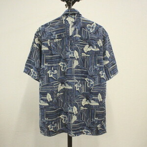 S573 2000年代製 TommyBahama トミーバハマ 半袖シャツ■00s 表記Mサイズ ネイビー 紺 アロハ シルク アメカジ ストリート 古着卸 古着 90s