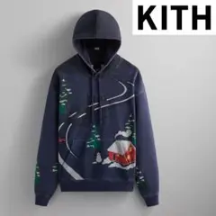 新品KITH　同色ボックスロゴとビンテージ感たっぷりなオーバーサイズパーカー限定