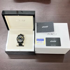 ★☆GAGAMILANO ガガミラノ マヌアーレ 48mm 9092 メンズ 自動巻 腕時計 ブラック イエロー 箱 ケース 中古 美品 動作確認済☆★