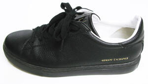 ARMANI EXCHANGE EX LEATHER LOGO SNEAKERS SHOES BLACK US8 EUR41 アルマーニ エクスチェンジ レザー スニーカー シューズ 黒 26cm