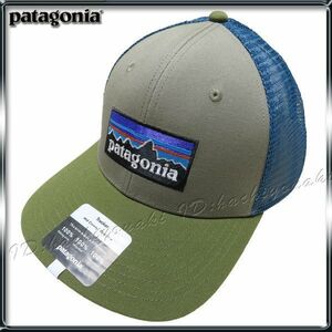 Patagonia 新品 パタゴニア P6 刺繍ロゴ キャップ メンズ トラッカー ハット サイズフリー Garden Green 正規品