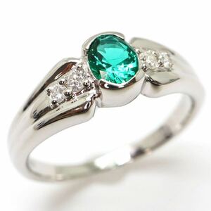 ＊CrescentVert(クレサンベール)Pt900エメラルド/天然ダイヤモンドリング＊j 約5.3g 約13.0号 diamond jewelry ring 指輪 EC0/EC0