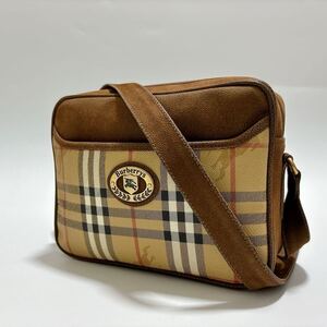 M51 1円 BURBERRY バーバリー ノバチェック PVC×レザー ショルダーバッグ カメラバッグ ロゴプレート シャドーホース ベージュ系 