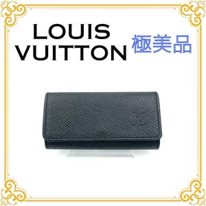 LOUIS VUITTON ルイヴィトン M30522 タイガ ミュルティクレ４ メンズ レディース キーケース ブラック ブランド ゴールド金具 美品 特価 黒