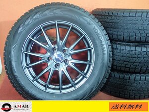 R17●【ハリアー:RAV4等ガンメタ色】中古ホイール＋スタッド225/65R17YOKOHAMA ICEGUARD G075★4本(TH-7255A)送料無料/沖縄配送不可