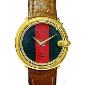 【1円スタート】GUCCI グッチ Gベゼル GP シェリーライン文字盤 クオーツ レディース腕時計 ジャンク 348568