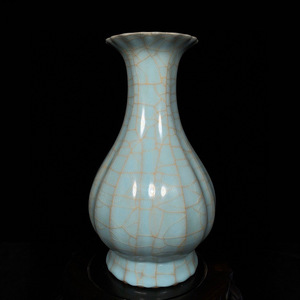 ▽鴻▽ 宋 官窯 龍紋 花口瓶 古陶瓷品 置物 古賞物 中国古玩 中国古美術