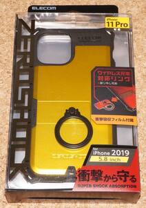 ☆新品★ELECOM iPhone11 Pro ZEROSHOCK ゼロショック リング付き イエロー