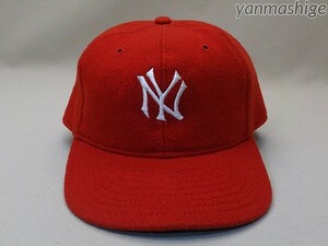 90年代製 NEW ERA ヤンキースNY レッド ウール100%キャツプ COOPERSTOWN COLLECTION 7.3/8 MADE IN USA