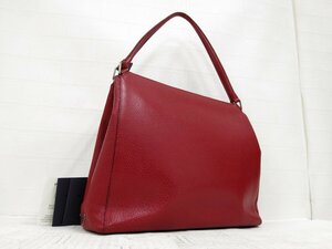 ◆超美品◆PRADA プラダ◆カーフ レザー 本革◆ハンド トート バッグ◆レッド シルバー金具◆イタリア製◆三角ロゴプレート◆A5813