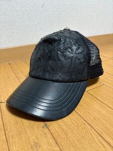 CHROMEHEARSクロムハーツTRUCKER CAP CEME/セメタリートラッカー レザーセメタリークロスパッチ帽子