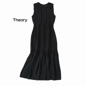 美品★セオリーtheory★2size/7-9号★シルク100%ワンピース黒J104