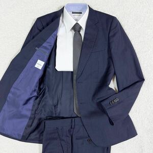 美品/希少M◎ポールスミス Paul Smith スーツ セットアップ ジャケット 現行タグ SOHO FIT シャドーストライプ ウール100% ネイビー 紺