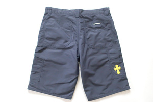 (W33)Chrome Hearts Nylon Carpenter Leather Double Knee Short Navy Cross PatchクロムハーツナイロンレザーダブルニーショーツNAVY2