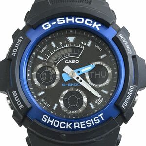 超美品 CASIO カシオ G-SHOCK ジーショック 腕時計 AW-591-2A クオーツ アナデジ デジアナ ラウンド カレンダー ブラック ブルー 動作OK