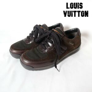 美品 Louis Vuitton ルイヴィトン サイズ35 約22.5㎝ ローカット スニーカー レザー スエード レースアップ 茶 ブラウン