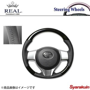 REAL レアル ステアリング SUBARU/スバル トレジア 120系 オリジナルシリーズ ノーマルグリップ ブラックウッド ブラックステッチ