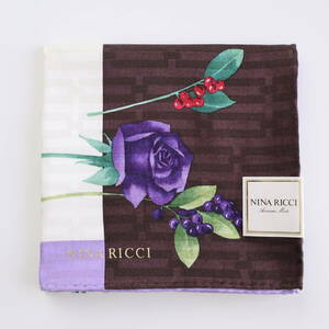 ■未使用　NINA RICCI ニナリッチ　シルク＆コットン　大判　ハンカチ　A　ミニスカーフ■