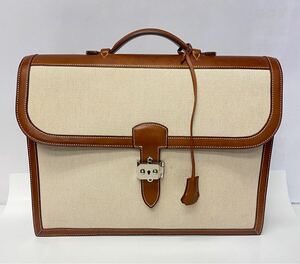 美品　HERMES　エルメス　サックアデペッシュ　38　ブリーフケース　ビジネスバッグ　カデナ/クロシェット　トワルアッシュ