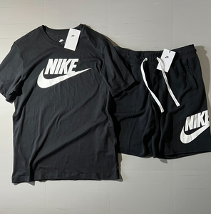 NIKE■ナイキ〔L〕上下セット フューチュラ Tシャツ ハーフパンツ ロゴ プリント ブラック 黒 ブラック 白 セットアップ 国内正規品