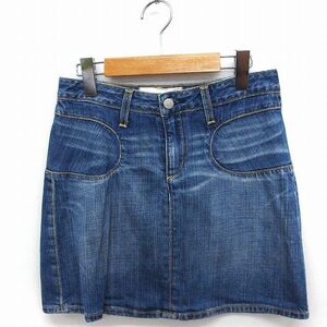 ペーパーデニム&クロス PAPER DENIM&CLOTH スカート デニム 台形 ミニ ジップ 25 ブルー 青 /FT26 レディース