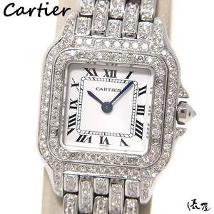 【国際保証書】カルティエ パンテール SM フルダイヤ 極美品 レディース 腕時計 Cartier 俵屋